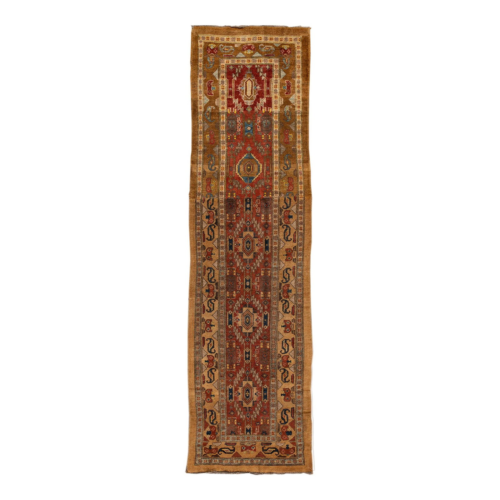 1990s Vintage Bakshaeish Red Wool Runner Tribal Design 2'10 x 10'2: 1990s Vintage Bakshaeish Red Wool Runner Tribal Design 2'10 x 10'2 Enhance your home decor with this exquisite 1990s Vintage Bakshaeish hand-knotted wool runner from our Revival Collection. This stunn
