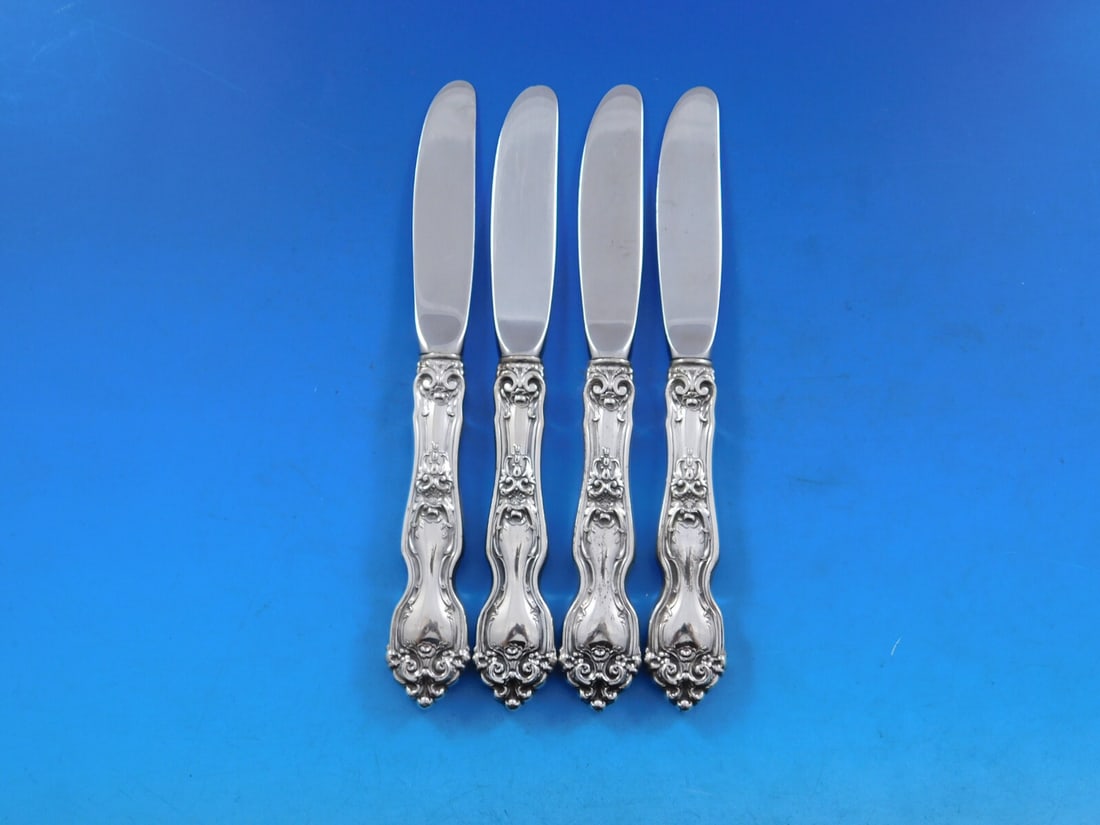 Wallace La Reine Sterling Silver Butter Spreaders Set of 4 Modern 6 3/8" (1 of 3)