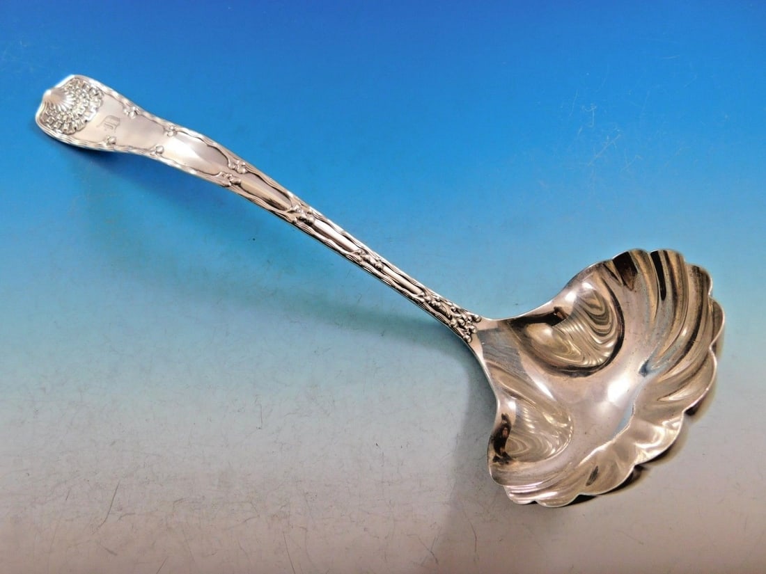 Tiffany & Co Wave Edge Sterling Silver Soup Ladle 11.5 inches: Tiffany & Co Wave Edge Sterling Silver Soup Ladle 11.5 inches This exquisite soup serving ladle from Tiffany & Co. features the elegant Wave Edge pattern, designed by the renowned Charles T. Grosjean 