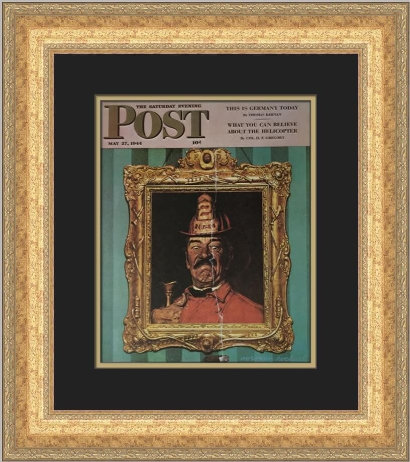 Norman Rockwell The Fireman Custom Framed Print 1983 (1 of 2)