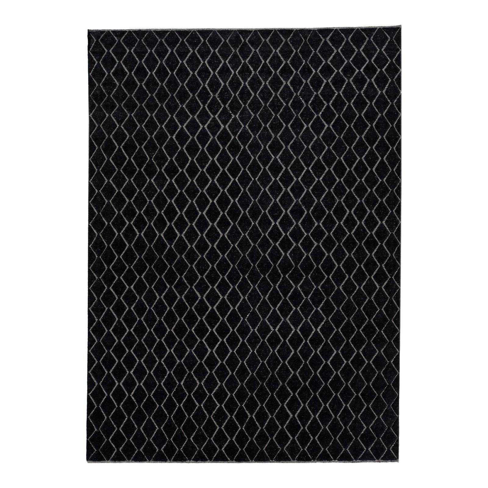Contemporary Black Wool Moroccan Rug with Geometric Design 10'3 x 14'3: Contemporary Black Wool Moroccan Rug with Geometric Design 10'3 x 14'3 Elevate your space with this stunning contemporary Moroccan rug, featuring an intricate allover geometric design hand-knotted in 