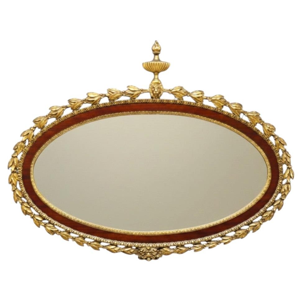 41 in French oval wall mirror carved gilt wood and mahogany c1880 (1 of 7)