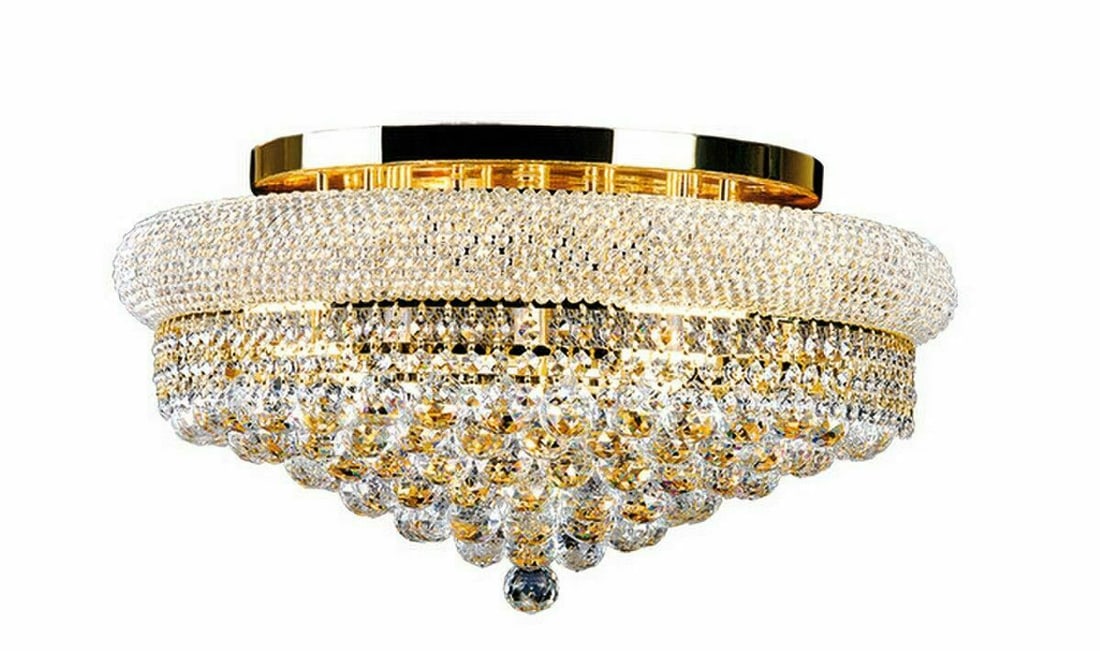 Primo 8 Light Gold Flush Mount Crystal Ceiling Fixture 16 in (1 of 2)