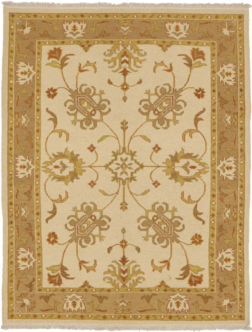 Sumak Floral 5x6.7 Hand-Knotted Wool Area Rug Modern Decor: Sumak Floral 5x6.7 Hand-Knotted Wool Area Rug Modern Decor Enhance your living space with this exquisite Sumak Floral Oriental Rug, measuring 5'1" x 6'7". This partially hand-woven area rug features a