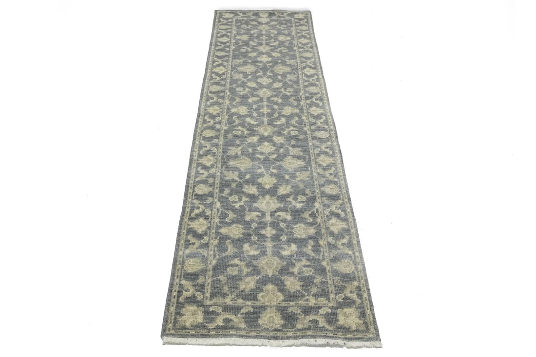 Handmade Transitional Floral Runner Rug 2'6 x 10'1 Wool Eco-Friendly: Handmade Transitional Floral Runner Rug 2'6 x 10'1 Wool Eco-Friendly Enhance your living space with this exquisite 2'6" x 10' Handmade Transitional Oriental Runner Rug. Crafted with care, this rug fea