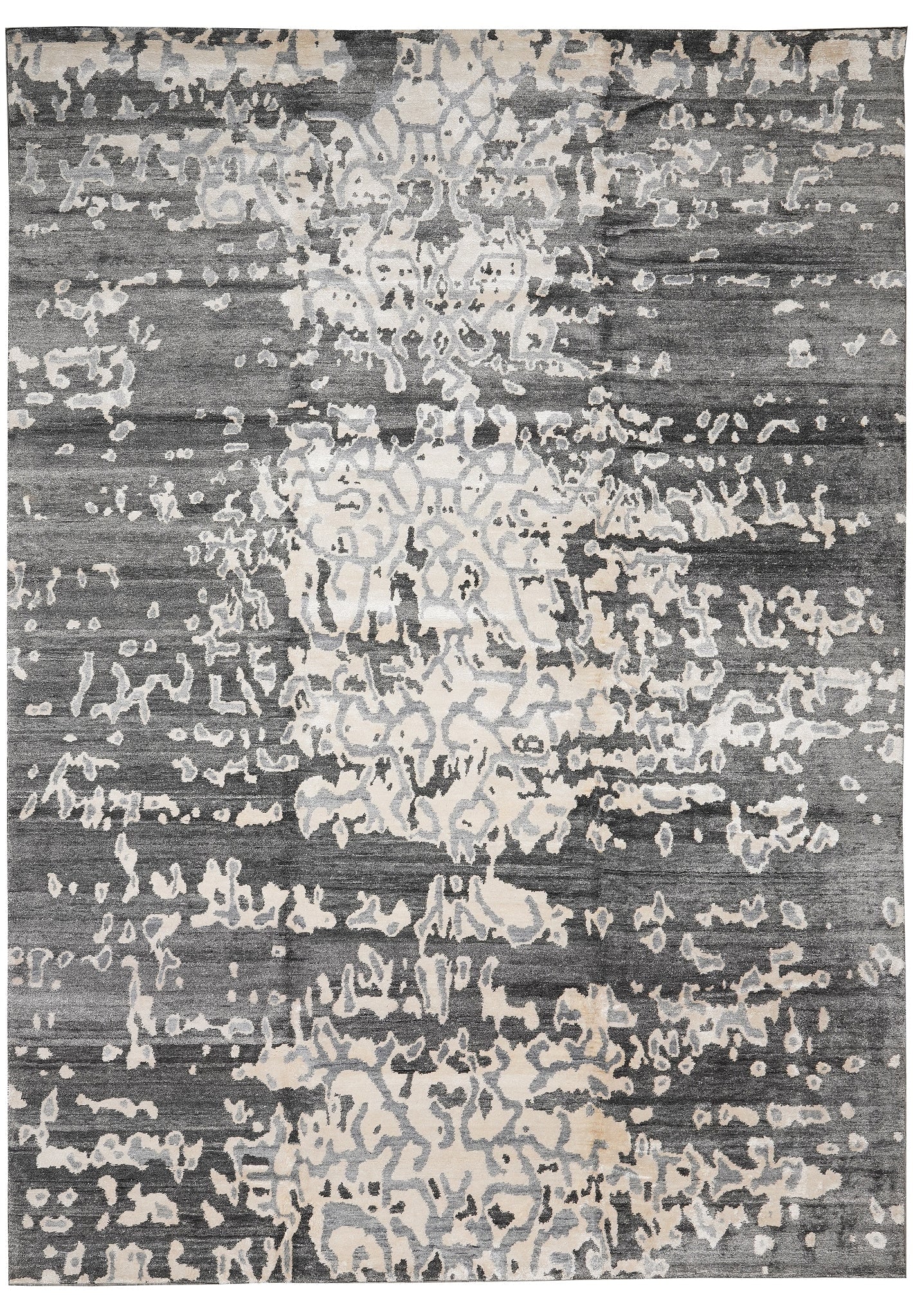 10 x 13.9 Modern Handmade Wool Silk Rug Gray Pakistani: 10 x 13.9 Modern Handmade Wool Silk Rug Gray Pakistani Free continental US Shipping This modern handmade rug measures 10 x 13.9 and is crafted from a premium blend of wool and silk in Gray. It is