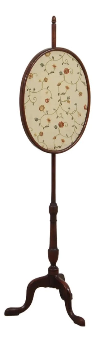 18th Century Mahogany Firescreen with Crewelwork Adjustable Screen (1 of 10)