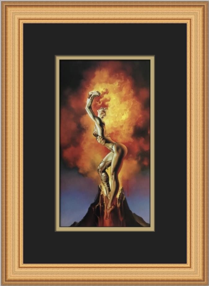 Boris Vallejo Mistress of Fire Custom Framed Fantasy Art Print: Boris Vallejo Mistress of Fire Custom Framed Fantasy Art Print Add a touch of fantasy art to your space with this custom framed print titled 'Mistress of Fire' by renowned artist Boris Vallejo. This m