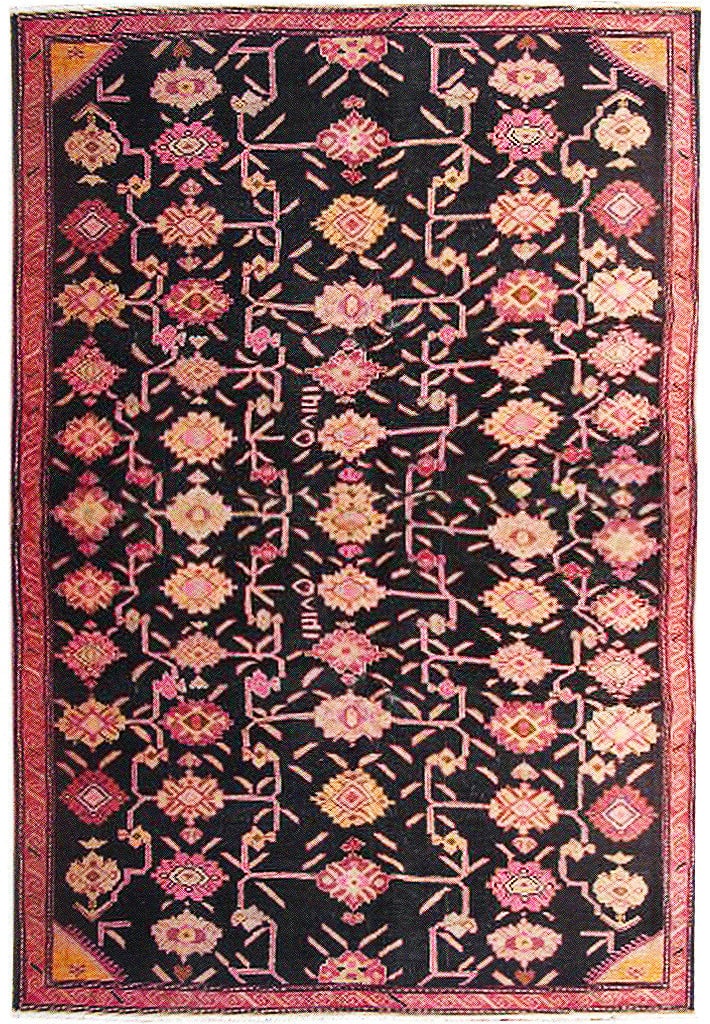 5' x 9' Black Russian Kazak Handwoven Rug Elegant Design: 5' x 9' Black Russian Kazak Handwoven Rug Elegant Design Free continental US Shipping Introducing the 5' x 9' Black Russian Kazak Rug, a stunning blend of traditional craftsmanship and contemporary st