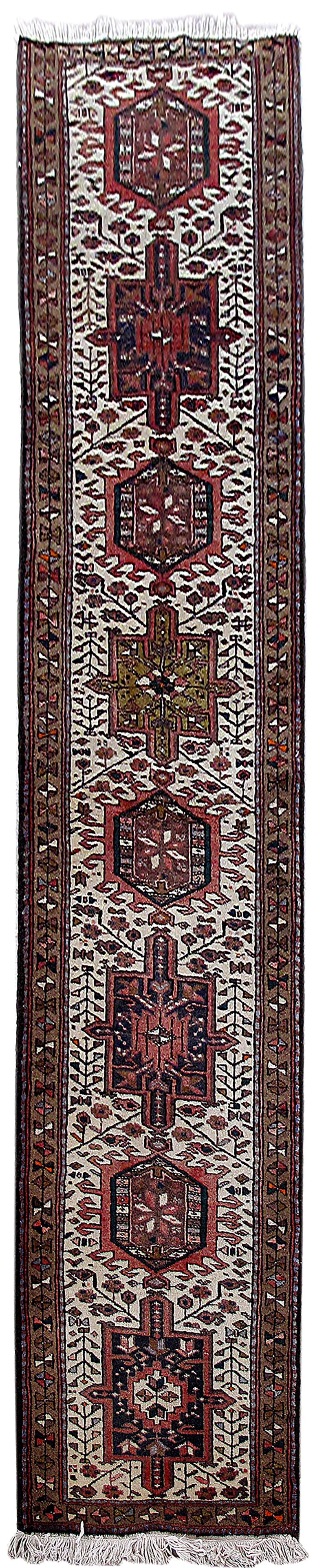 Handwoven 2'4 x 11'2 Mahogany Brown Persian Karaja Runner Rug: Handwoven 2'4 x 11'2 Mahogany Brown Persian Karaja Runner Rug Free continental US Shipping Introducing the captivating 2' 4" x 11' 2" Mahogany Brown Persian Karaja Runner Rug, a timeless masterpiece t
