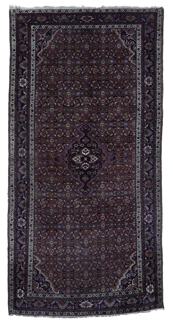 5.5 x 10.4 Salmon Persian Hoseinabad Bijar Handmade Wool Rug (1 of 6)