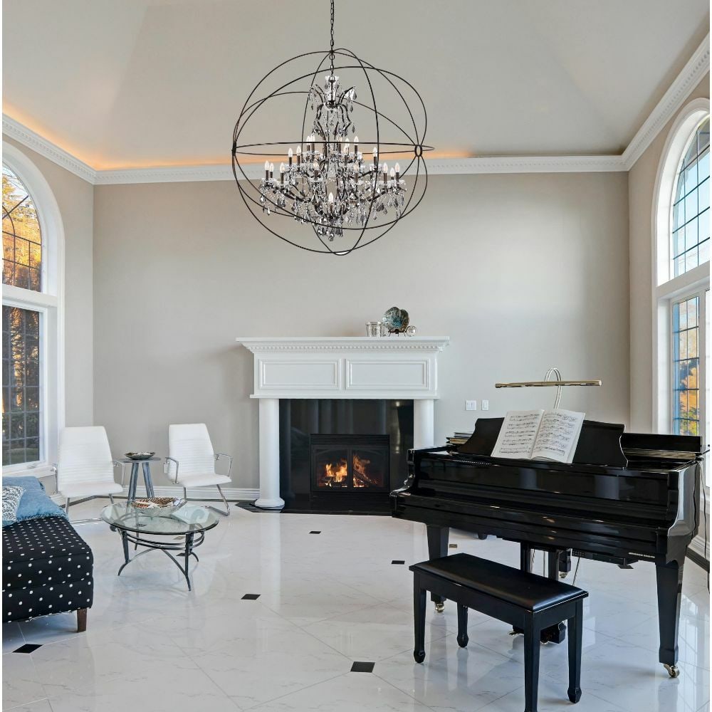 Lighting Geneva 25 Light Crystal Globe Chandelier 63in (1 of 11)