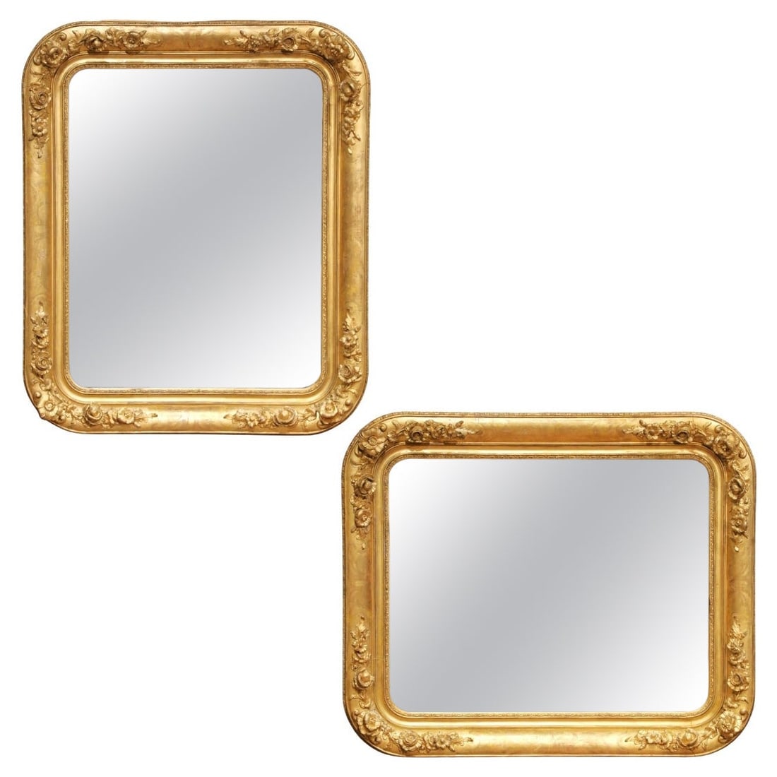 French Louis Philippe Giltwood Floral Relief Mirror (1 of 8)