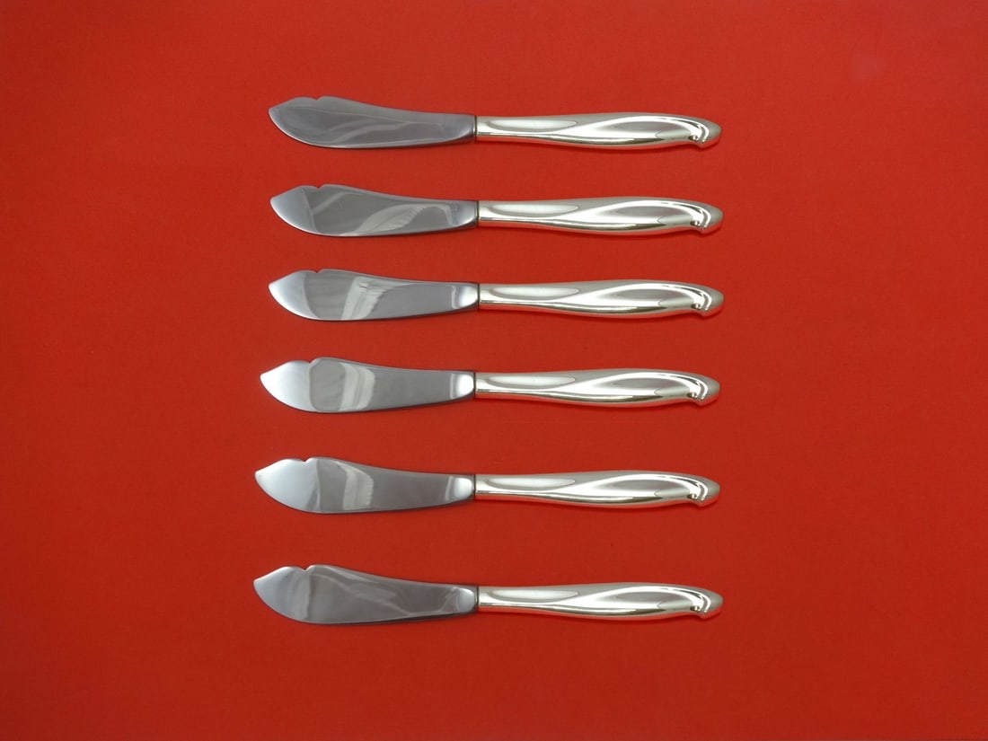Reed & Barton Silver Sculpture 6pc Sterling Silver Trout Knife Set: Reed & Barton Silver Sculpture 6pc Sterling Silver Trout Knife Set This exquisite 6-piece trout knife set showcases the Silver Sculpture pattern by Reed & Barton. Crafted from sterling silver, each kn