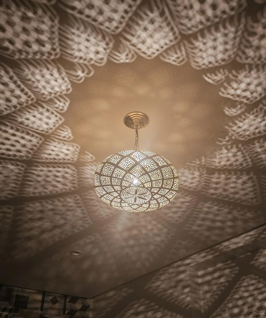 Moroccan Copper Ceiling Pendant Lamp 65 cm x 35 cm (1 of 8)