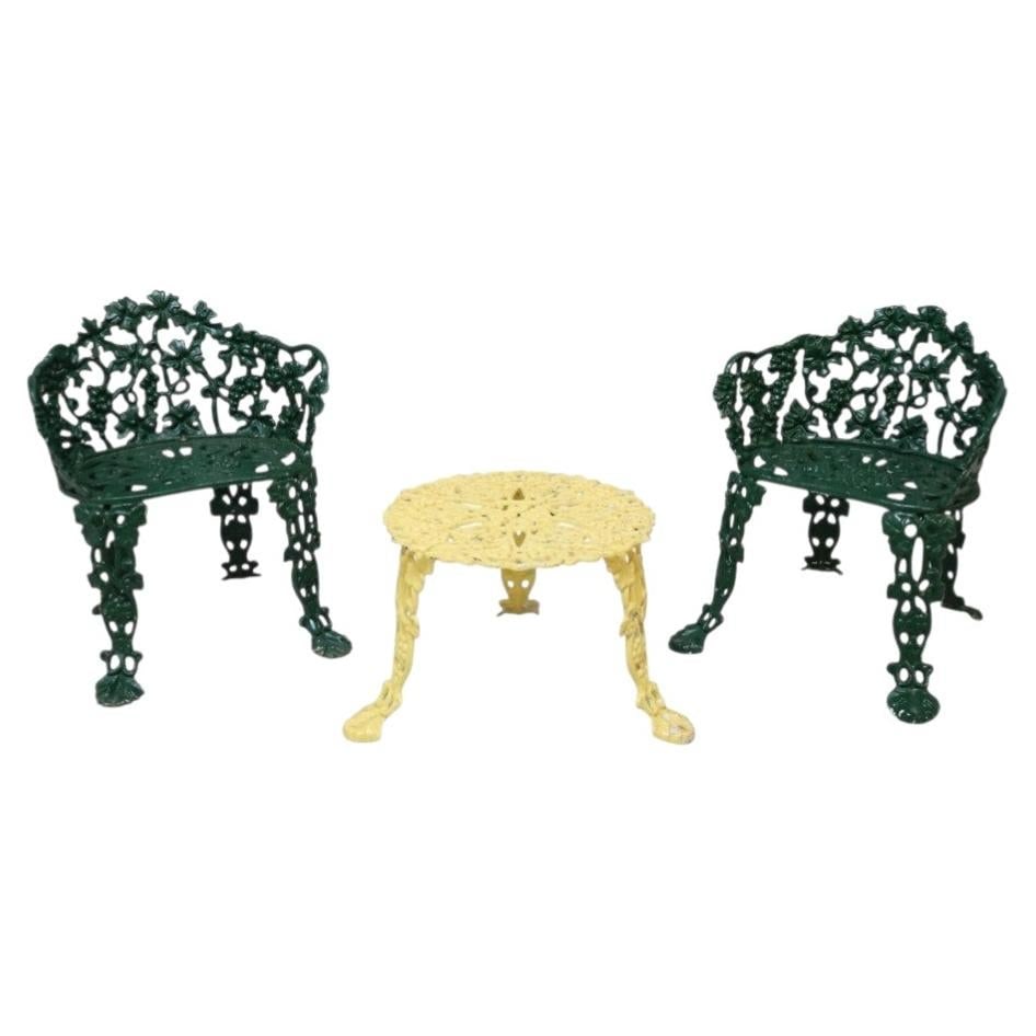 Grape Leaf Cast Iron Garden Ensemble Set of 3 c1930 (1 of 11)