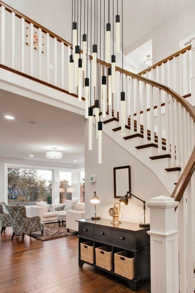Elegant Lighting Weston Black Crystal Pendant Chandelier 16 Light 30in Adjustable: Elegant Lighting Weston Black Crystal Pendant Chandelier 16 Light 30in Adjustable Elevate your space with this stunning large black foyer entry dining room crystal pendant chandelier, featuring 16 lig
