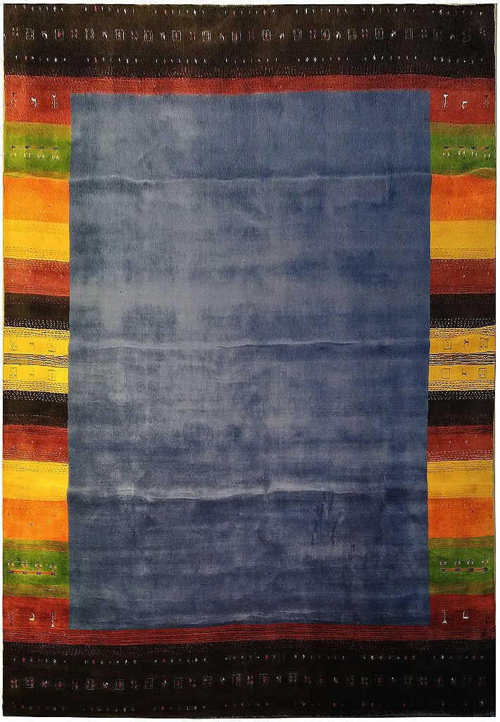 Handmade 8.3 x 9.10 Gabbeh Area Rug Royal Blue India: Handmade 8.3 x 9.10 Gabbeh Area Rug Royal Blue India Free continental US Shipping Enhance your living space with this stunning Gabbeh area rug, measuring 8.3 x 9.10 feet. Handcrafted in India, this ru