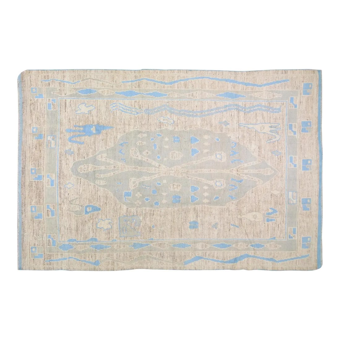 8'2 x 12'5 Anatolian Oushak Wool Rug Hand Knotted Vintage Turkish Carpet: 8'2 x 12'5 Anatolian Oushak Wool Rug Hand Knotted Vintage Turkish Carpet This vintage 1960s Anatolian Oushak rug is hand knotted with natural colors, offering a soft texture and fine weave. Crafted fr