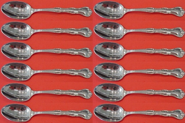 12 Piece Gorham Rondo Sterling Silver Demitasse Spoons 4 3/8" (1 of 3)