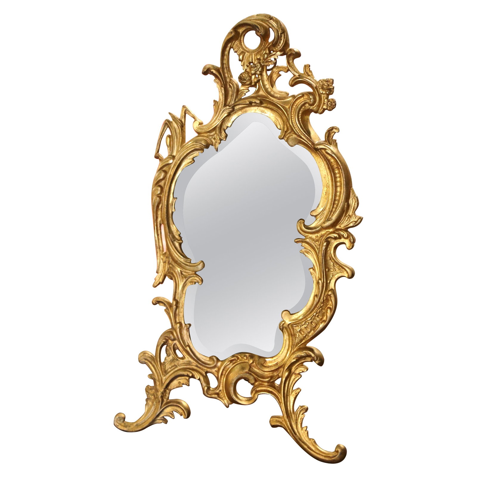 19th Century Louis XV Bronze Dore Vanity Mirror with Beveled Glass (1 of 9)