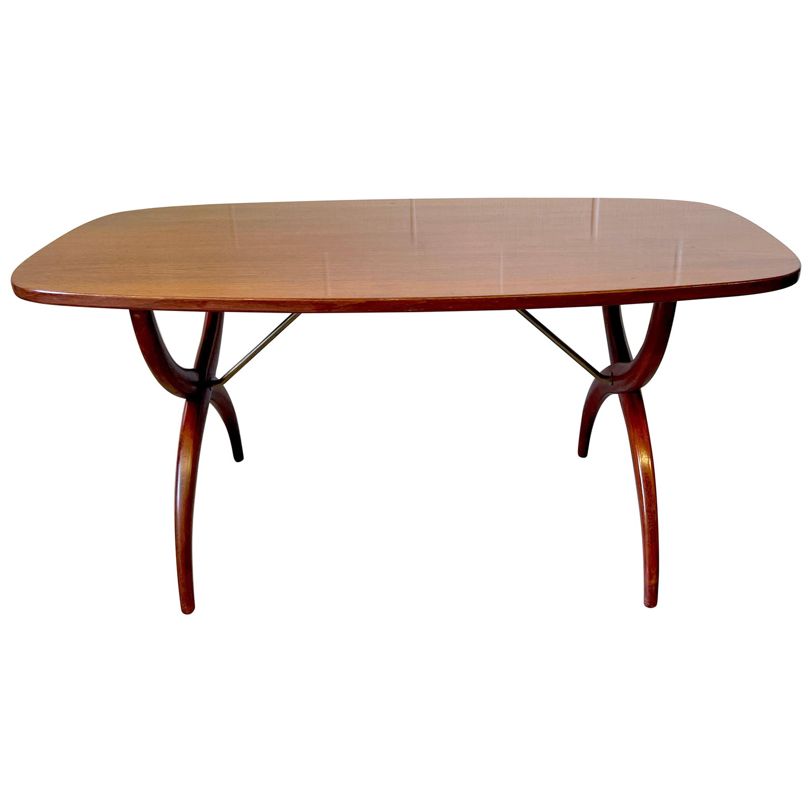 Yngve Ekstrom Mid-Century Modern Mahogany Brass Coffee Table: Yngve Ekstrom Mid-Century Modern Mahogany Brass Coffee Table This exquisite coffee table, designed by the acclaimed Swedish designer Yngve Ekstrom for Westbergs Mobler, embodies the essence of Mid-Cen