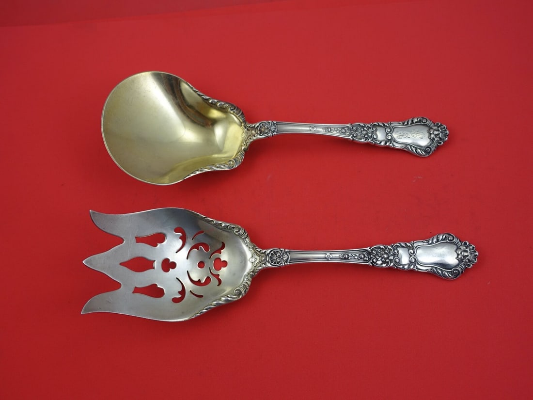 Gorham Baronial Old Sterling Silver Salad Serving Set 9 1/4" (1 of 2)