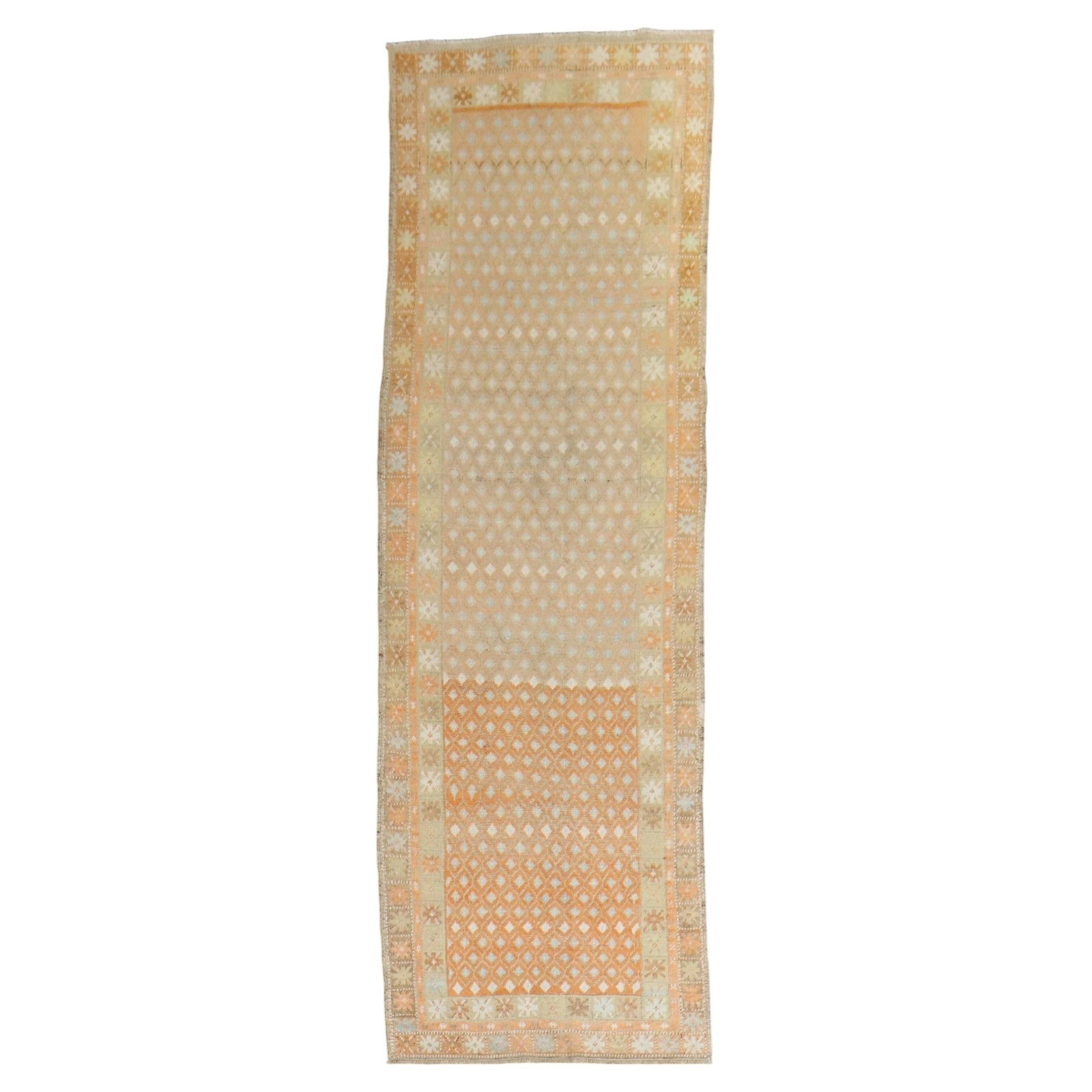Hand-Woven Wool Oushak Turkish Runner Orange 2'8 x 8'8 (1 of 9)