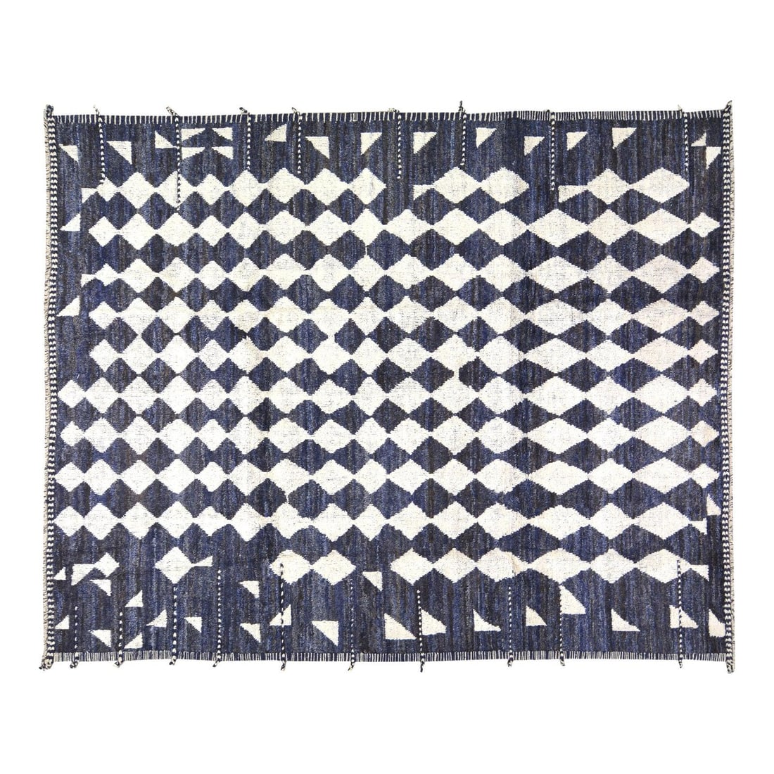 8'3 x 10'2 Wool Area Rug Hand Knotted Moroccan Style: 8'3 x 10'2 Wool Area Rug Hand Knotted Moroccan Style This Moroccan hand-knotted wool rug is crafted using traditional techniques, offering a harmonious blend of enduring craftsmanship and modern desig
