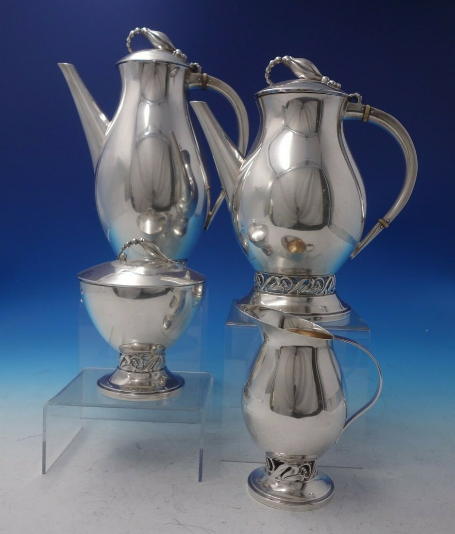 Durham Blossom Sterling Silver 4pc Tea Coffee Set (1 of 11)