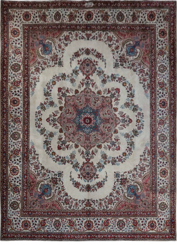 Handcrafted 9.8 x 13.2 Salmon Red Persian Tabriz Wool Rug: Handcrafted 9.8 x 13.2 Salmon Red Persian Tabriz Wool Rug Free continental US Shipping Elevate your home decor with this exquisite signed Persian Tabriz wool rug, meticulously handcrafted by skilled P
