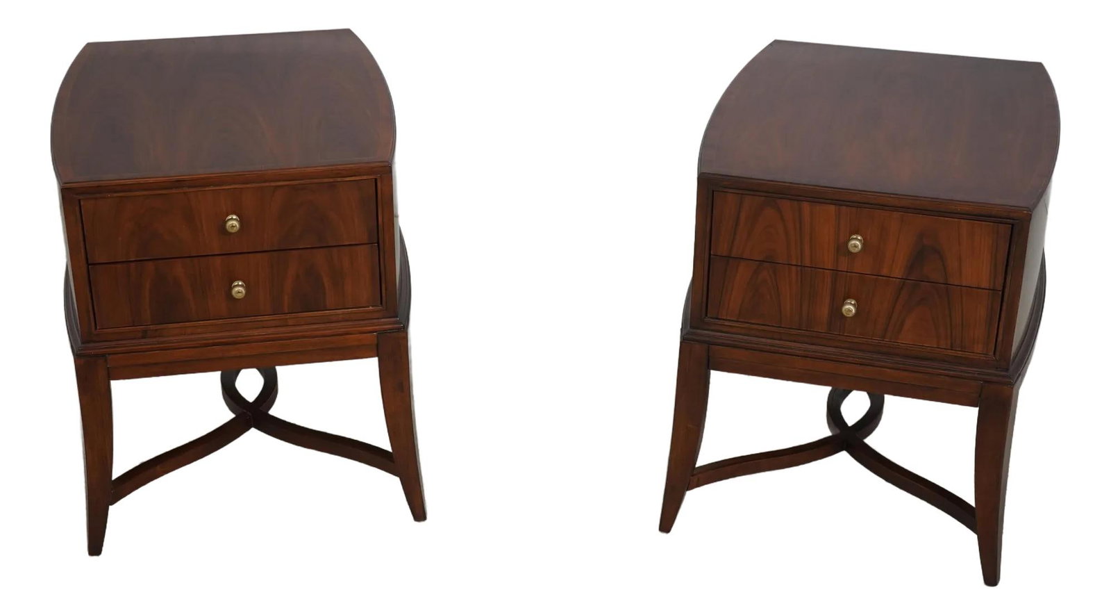 Bob Mackie Modern Deco Pair of Walnut 2 Drawer Lamp Tables (1 of 10)
