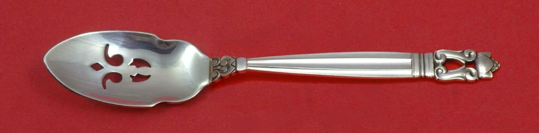 Georg Jensen Acorn Sterling Silver Olive Spoon Custom Made 5 3/4": Georg Jensen Acorn Sterling Silver Olive Spoon Custom Made 5 3/4" This exquisite olive spoon, crafted in sterling silver, showcases the elegant Acorn pattern by Georg Jensen. Measuring 5 3/4 inches, t