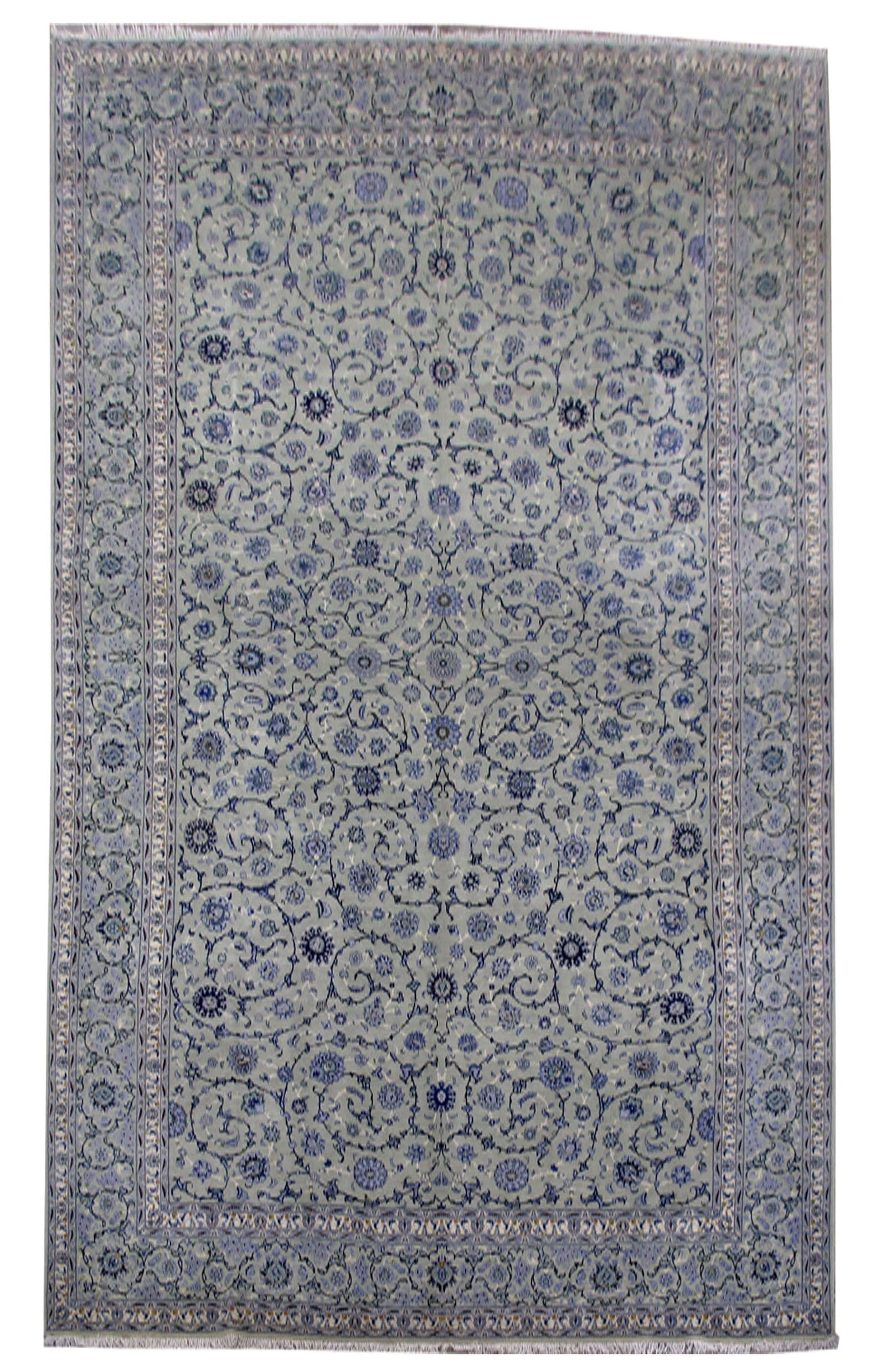 Signed Ivory Persian Kashan Rug 10.5 x 17.6 Handmade Wool Iran: Signed Ivory Persian Kashan Rug 10.5 x 17.6 Handmade Wool Iran Free continental US Shipping Elevate your living space with this exquisite 10' 5" x 17' 6" Signed Ivory Persian Kashan Rug, handcrafted b