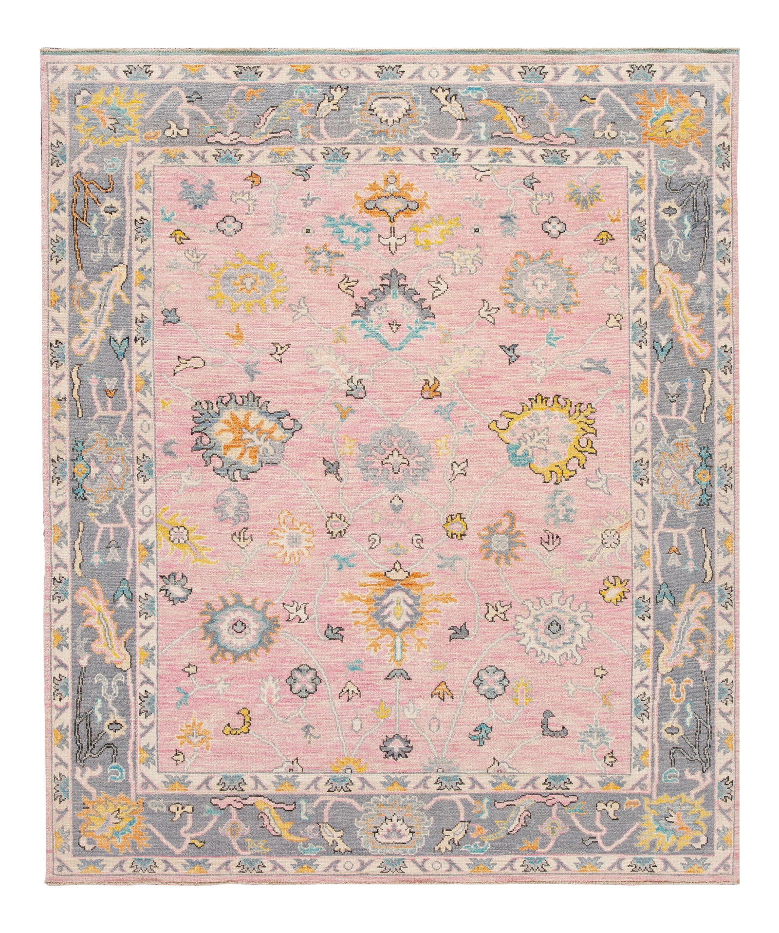 Hand-Knotted Pink Oushak Style Wool Rug 8'2 x 10'1: Hand-Knotted Pink Oushak Style Wool Rug 8'2 x 10'1 Enhance your living space with this exquisite 21st Century Contemporary Modern Oushak Style Wool Rug. Hand-knotted from high-quality wool, it feature