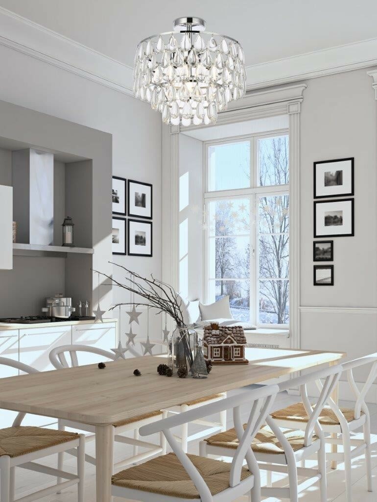 Living District Mila 3 Light Crystal Semi Flush Mount Ceiling Chandelier (1 of 10)