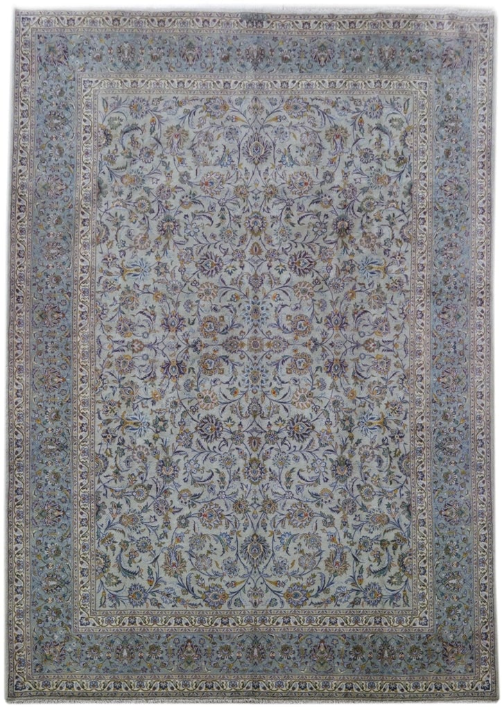 8.1 x 10.10 Warm Grey Handmade Kashan Persian Rug with Artisan Signature: 8.1 x 10.10 Warm Grey Handmade Kashan Persian Rug with Artisan Signature Free continental US Shipping Experience the elegance of traditional Persian craftsmanship with the 8.1 x 10.10 Warm Grey Persia