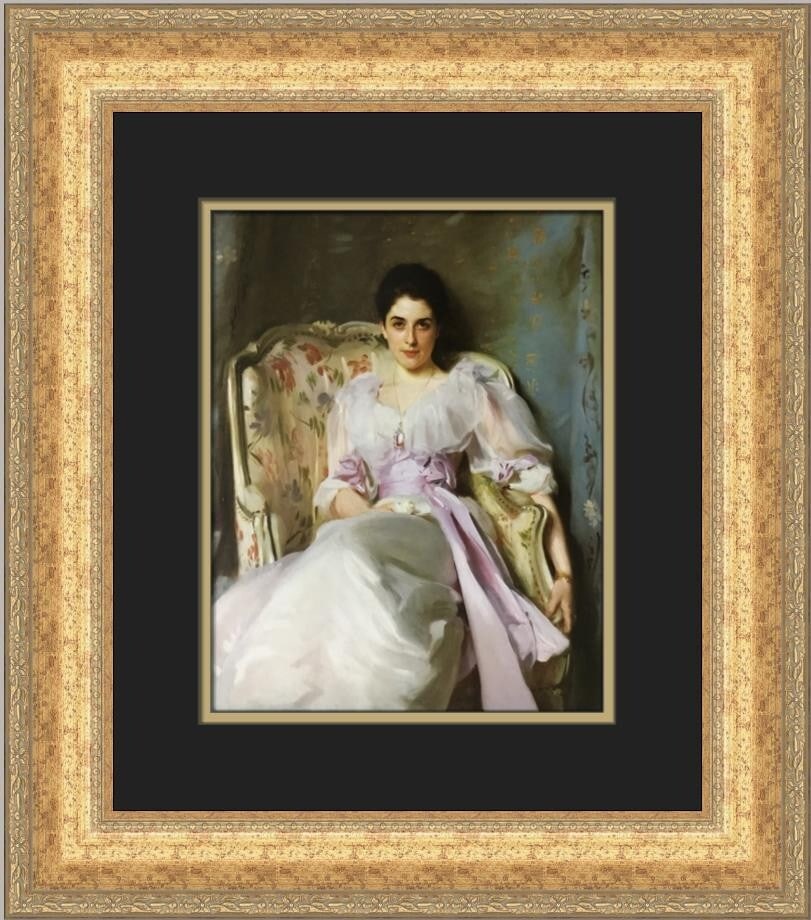 John Singer Sargent Portrait of Lady Agnew Custom Framed Print 19x17: John Singer Sargent Portrait of Lady Agnew Custom Framed Print 19x17 This exquisite custom framed print features John Singer Sargent's iconic 'Portrait of Lady Agnew.' Measuring 19 in x 17 in, this me