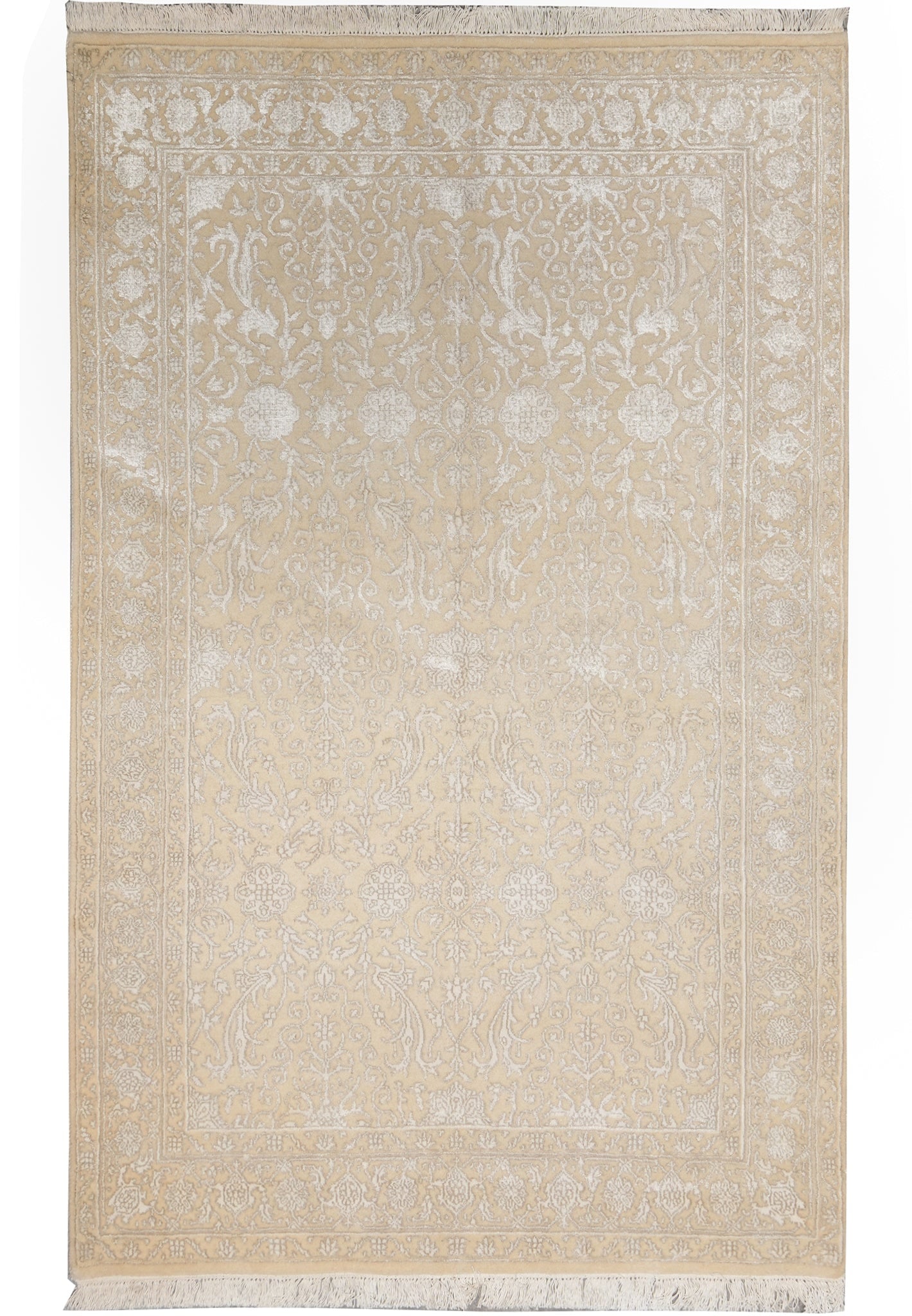 4 x 6 Fine Handmade Wool Silk Rug Two Tone Pastels Modern Transitional (1 of 11)