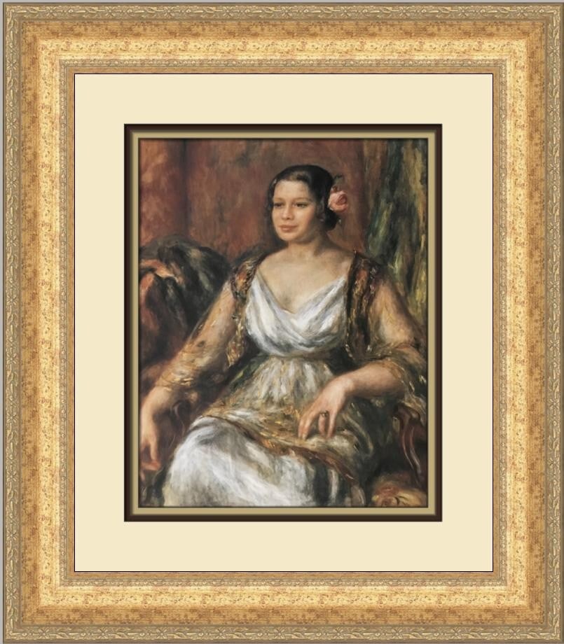 Pierre-Auguste Renoir Portrait of Tilla Durieux Custom Framed Print 19 x 18 Open Edition: Pierre-Auguste Renoir Portrait of Tilla Durieux Custom Framed Print 19 x 18 Open Edition This stunning custom framed print captures Pierre-Auguste Renoir's expressive portrait of Tilla Durieux, showca