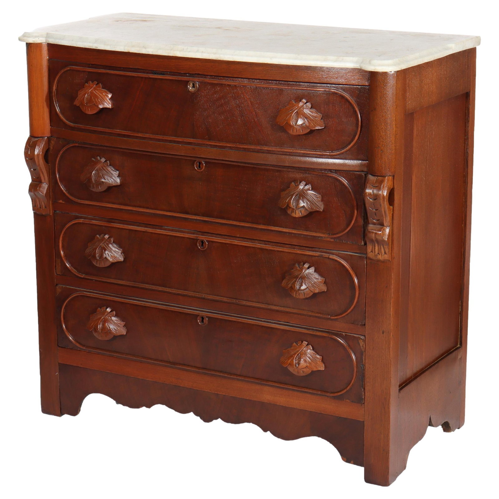 Walnut Marble Top Renaissance Revival Dresser c1890 (1 of 13)