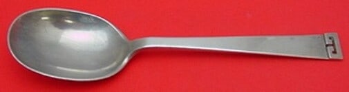 Allan Adler Chinese Key Sterling Silver Serving Spoon 7 3/4" Modern Design: Allan Adler Chinese Key Sterling Silver Serving Spoon 7 3/4" Modern Design This exquisite serving spoon showcases the elegant 'Chinese Key' pattern by renowned maker Allan Adler. Crafted from high-qua