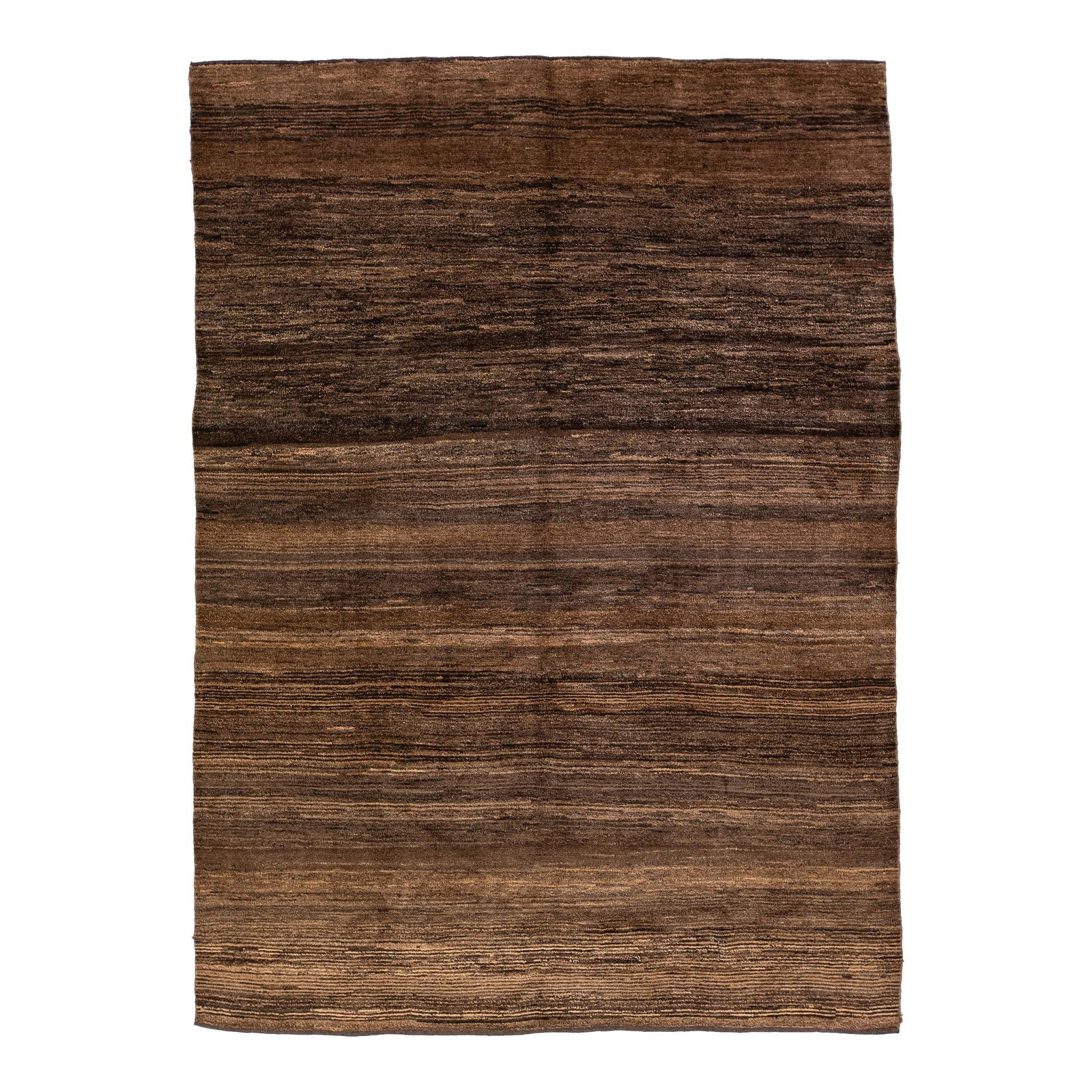 Handmade Modern Gabbeh Brown Wool Rug 8' x 11'1": Handmade Modern Gabbeh Brown Wool Rug 8' x 11'1" Enhance your space with this stunning modern Gabbeh-style hand-woven wool rug. Featuring a rich brown color field and an elegant all-over solid design,