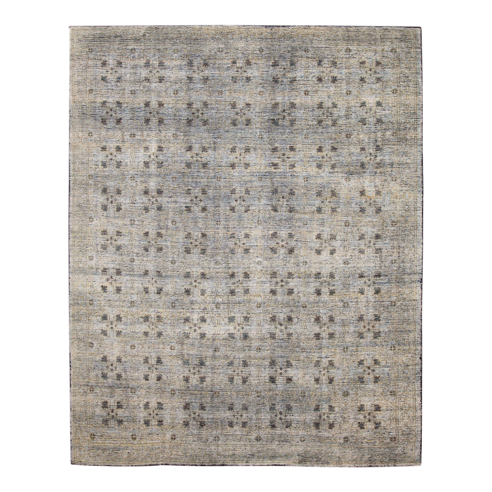 Handmade Modern Soumak Geometric Gray Wool Rug 8'4 x 10'2: Handmade Modern Soumak Geometric Gray Wool Rug 8'4 x 10'2 Enhance your living space with this stunning Modern Soumak Style Handmade Geometric Gray Wool Rug. Crafted from hand-knotted wool, this rug fe