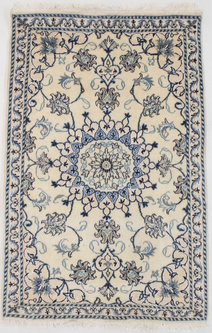 Hand-knotted Wool Area Rug with Classic Floral Pattern 4'1 x 2'10: Hand-knotted Wool Area Rug with Classic Floral Pattern 4'1 x 2'10 This handmade rug features a classic floral oriental pattern crafted from fine wool. The hand-knotted construction ensures durability 