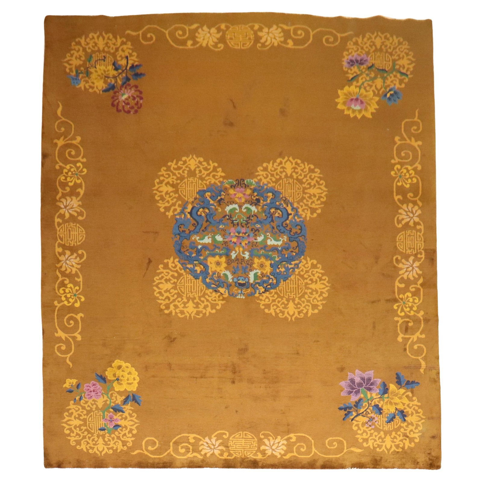 Zabihi Collection Chinese Art Deco Hand-Woven Wool Room Rug 9' x 11'6'': Zabihi Collection Chinese Art Deco Hand-Woven Wool Room Rug 9' x 11'6'' Discover the exquisite Zabihi Collection Chinese Art Deco Room Rug, a stunning piece that effortlessly blends elegance with cult