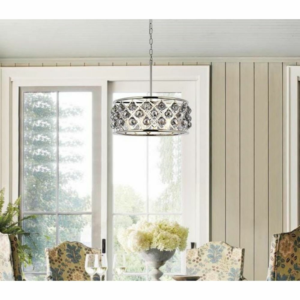 Madison 5 Light Polished Nickel Crystal Chandelier 20 Inch: Madison 5 Light Polished Nickel Crystal Chandelier 20 Inch This modern chandelier features a polished nickel frame with silver shade faceted royal cut crystal balls, providing a sophisticated and eleg