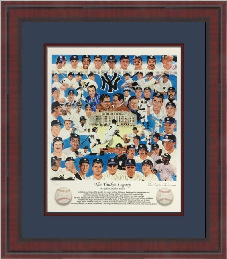 Robert Stephen Simon Signed Limited Edition Yankee Legacy Lithograph Custom Framed 17 x 24 (1 of 8)