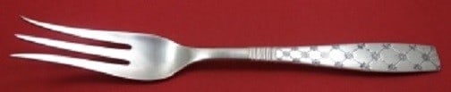 Sterling Silver Serving Fork E. Dragsted Saint Jerne Star 8 1/4 3 Tine: Sterling Silver Serving Fork E. Dragsted Saint Jerne Star 8 1/4 3 Tine Sterling silver cold meat serving fork in the Saint Jerne aka Star pattern by E. Dragsted. This 3-tine fork is made in Denmark an