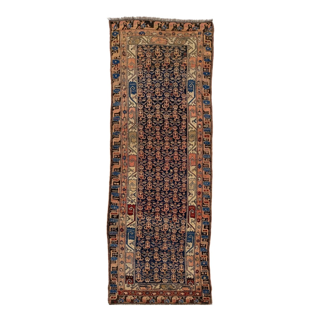 Handmade Persian Malayer Blue Wool Runner 3'6 x 9'9 Boteh Design: Handmade Persian Malayer Blue Wool Runner 3'6 x 9'9 Boteh Design Discover this exquisite handmade Persian Malayer rug, a stunning example from the 20th century. Adorned with a captivating Boteh design